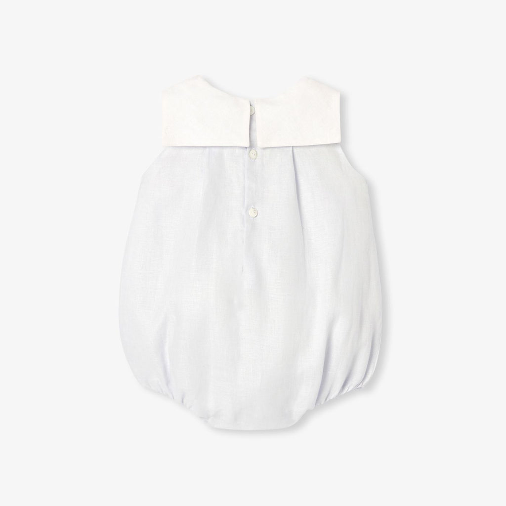 Romper in Linen Baby Boy - Grey/White