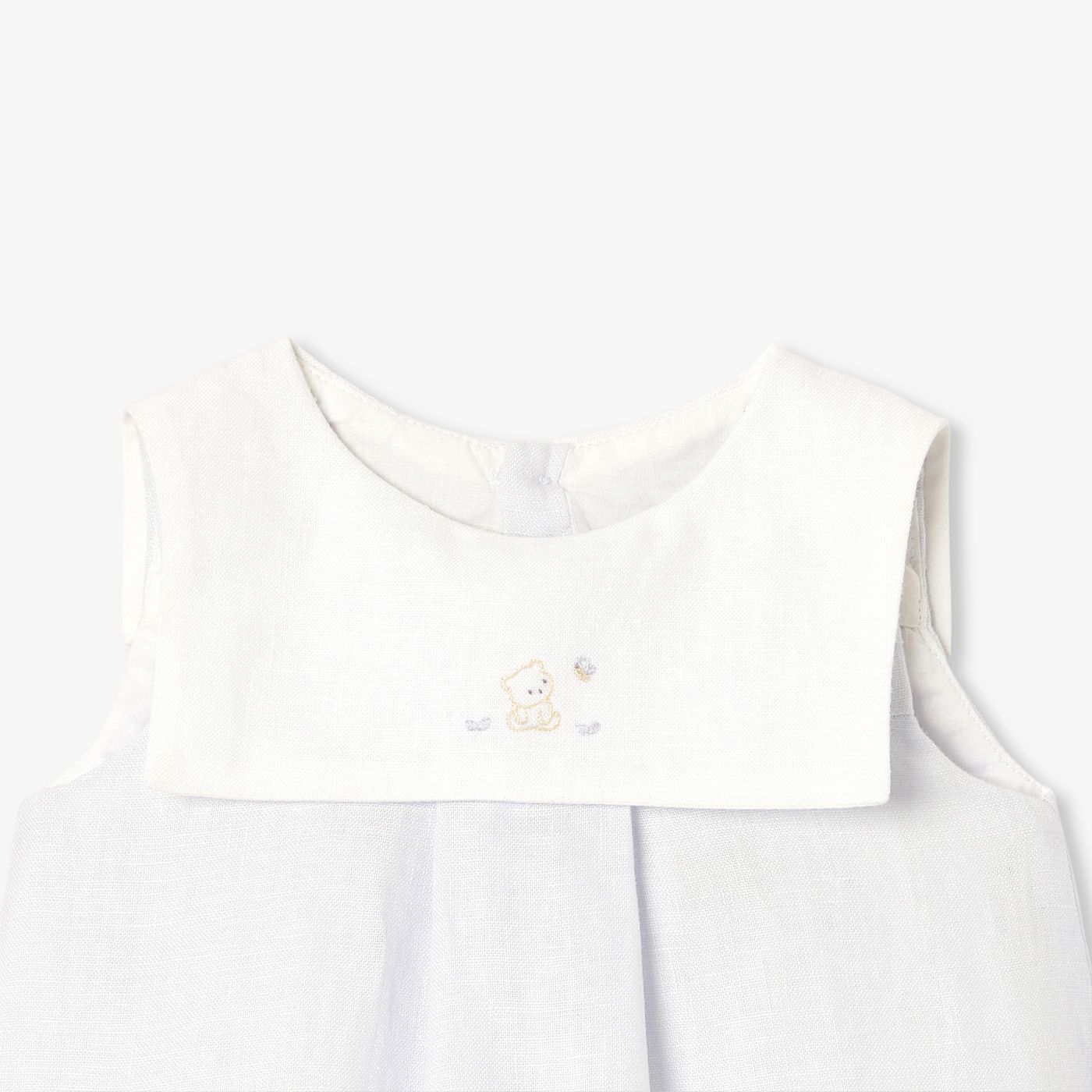 Romper in Linen Baby Boy - Grey/White
