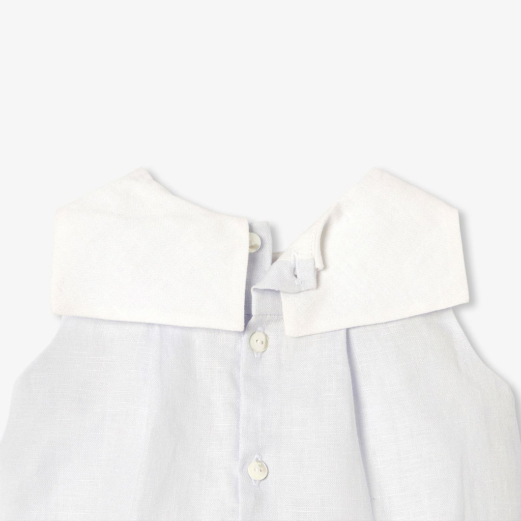 Romper in Linen Baby Boy - Grey/White