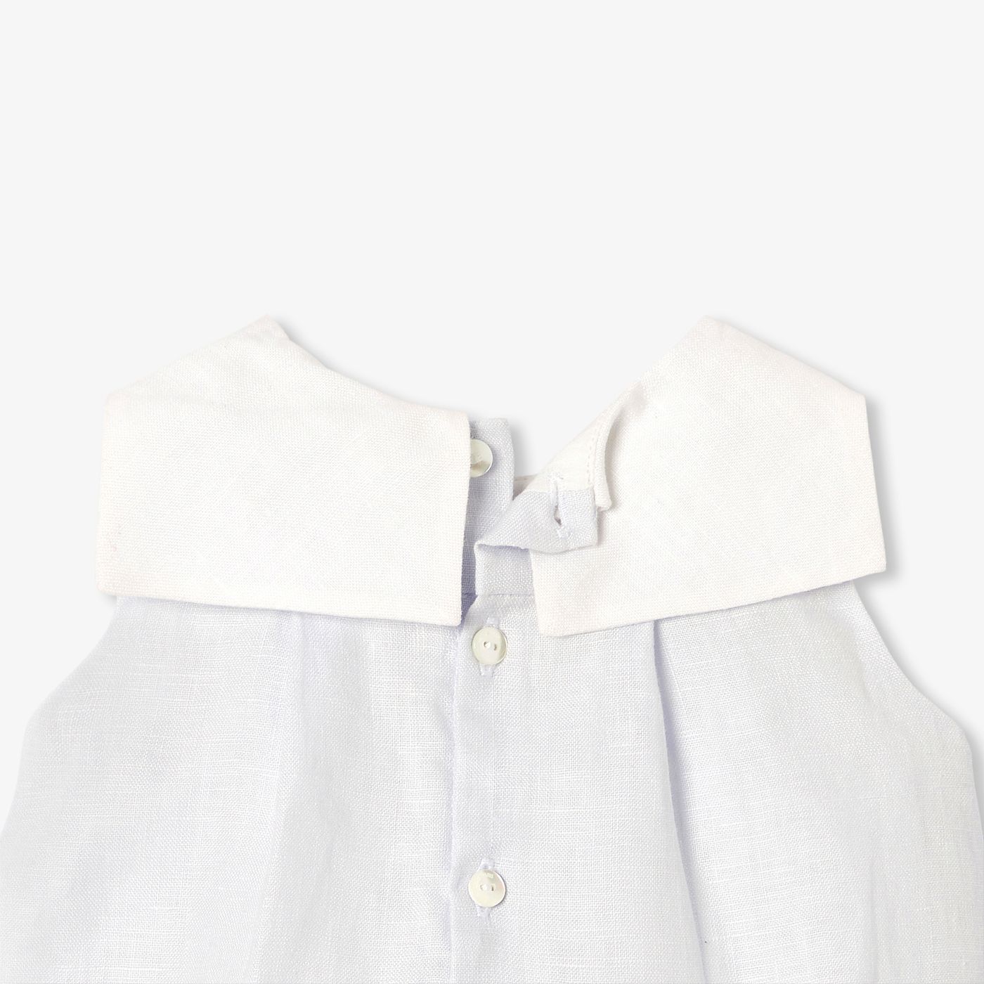 Romper in Linen Baby Boy - Grey/White
