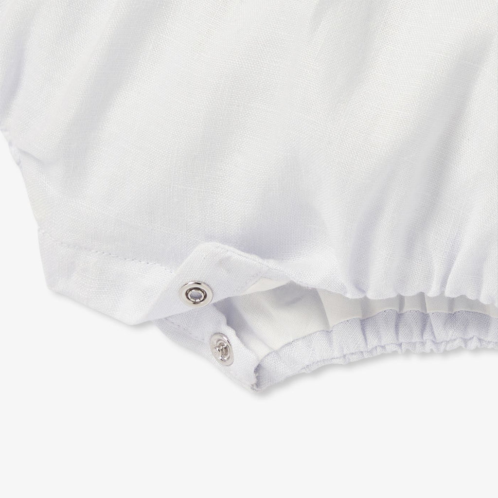 Romper in Linen Baby Boy - Grey/White