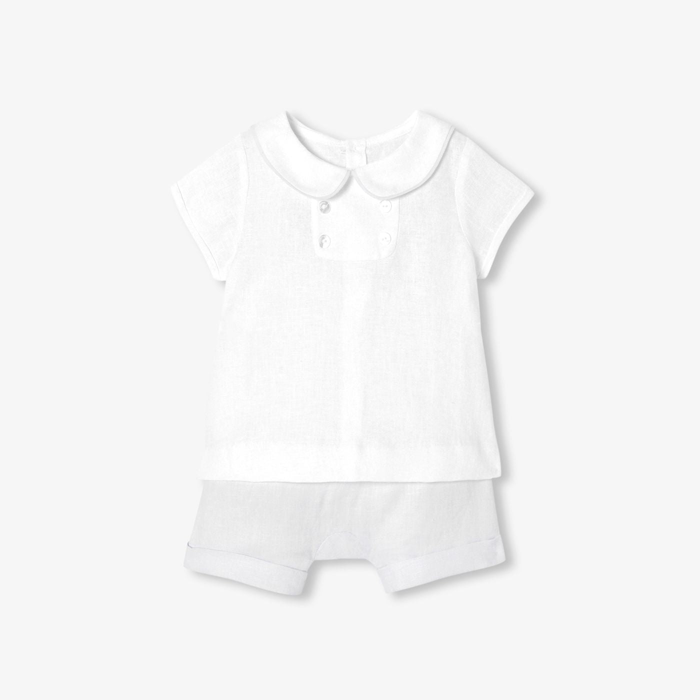 Outfit Set in Linen Baby Boy - White/Grey