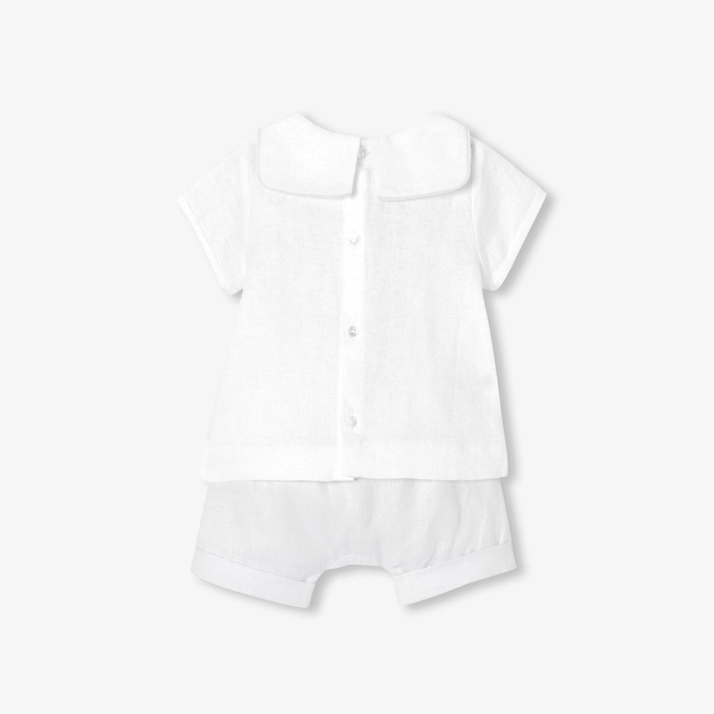 Outfit Set in Linen Baby Boy - White/Grey