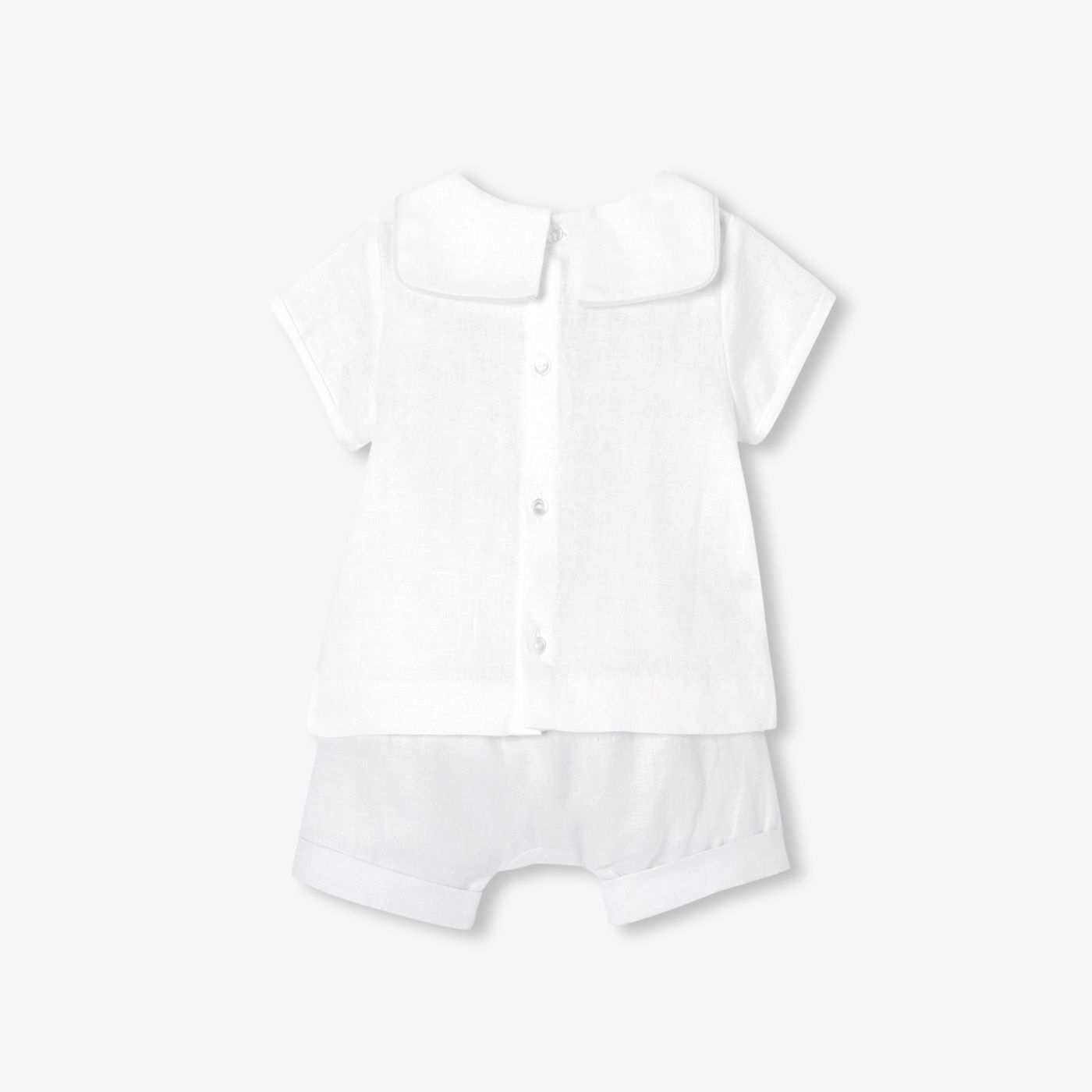 Outfit Set in Linen Baby Boy - White/Grey