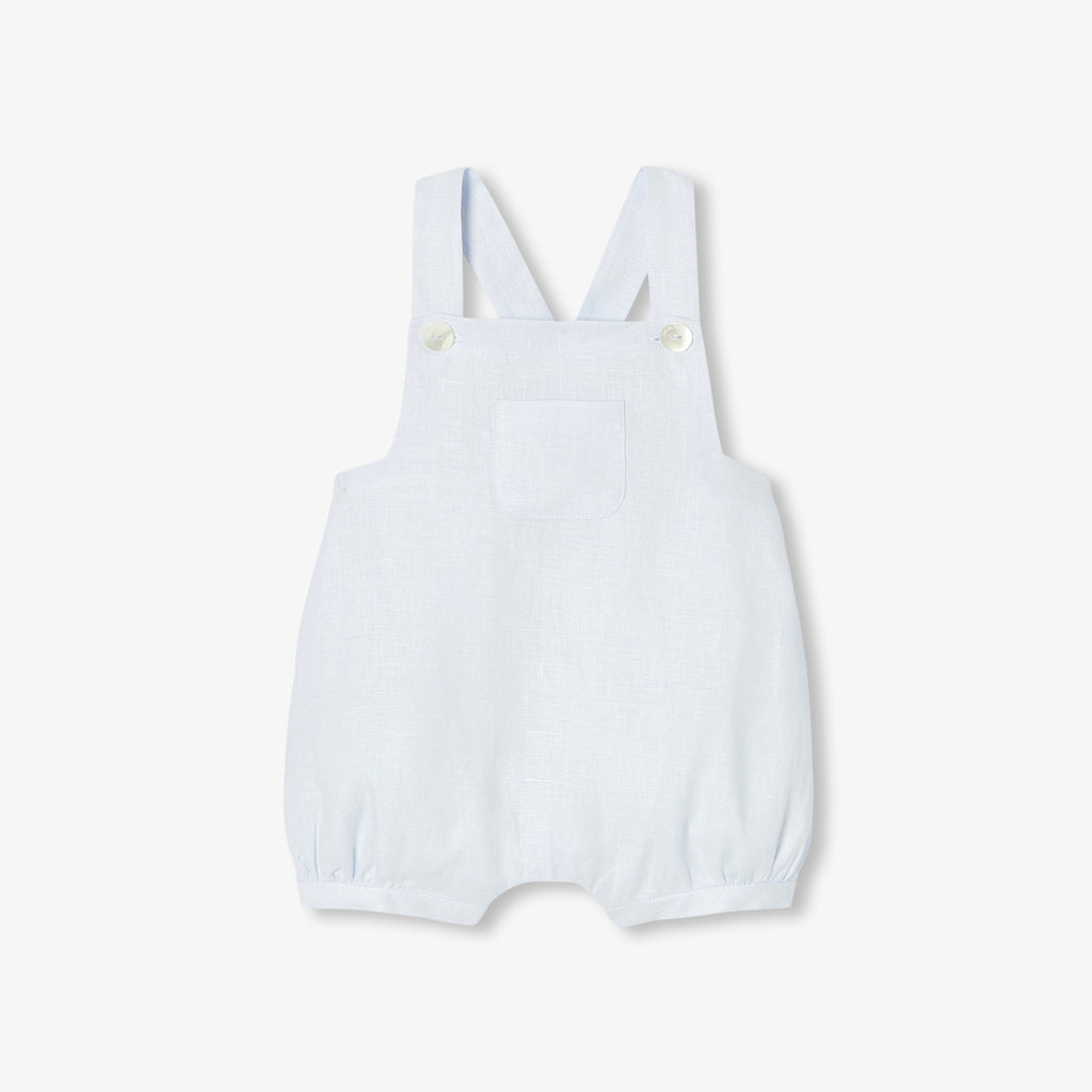 Dungarees in Linen Baby Boy - Pearl Grey