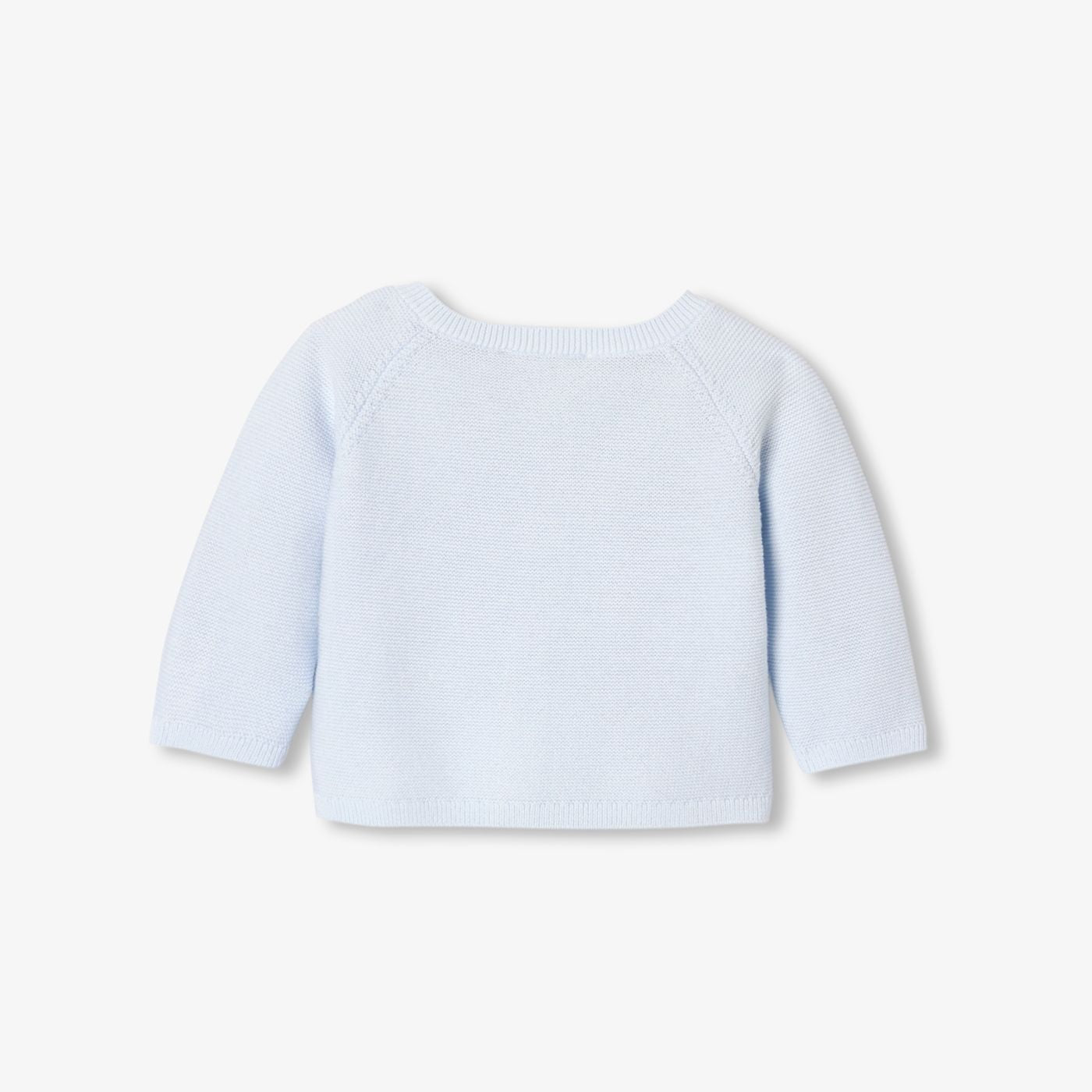 Baby boy cotton garter-stitch cardigan - Pearl Grey