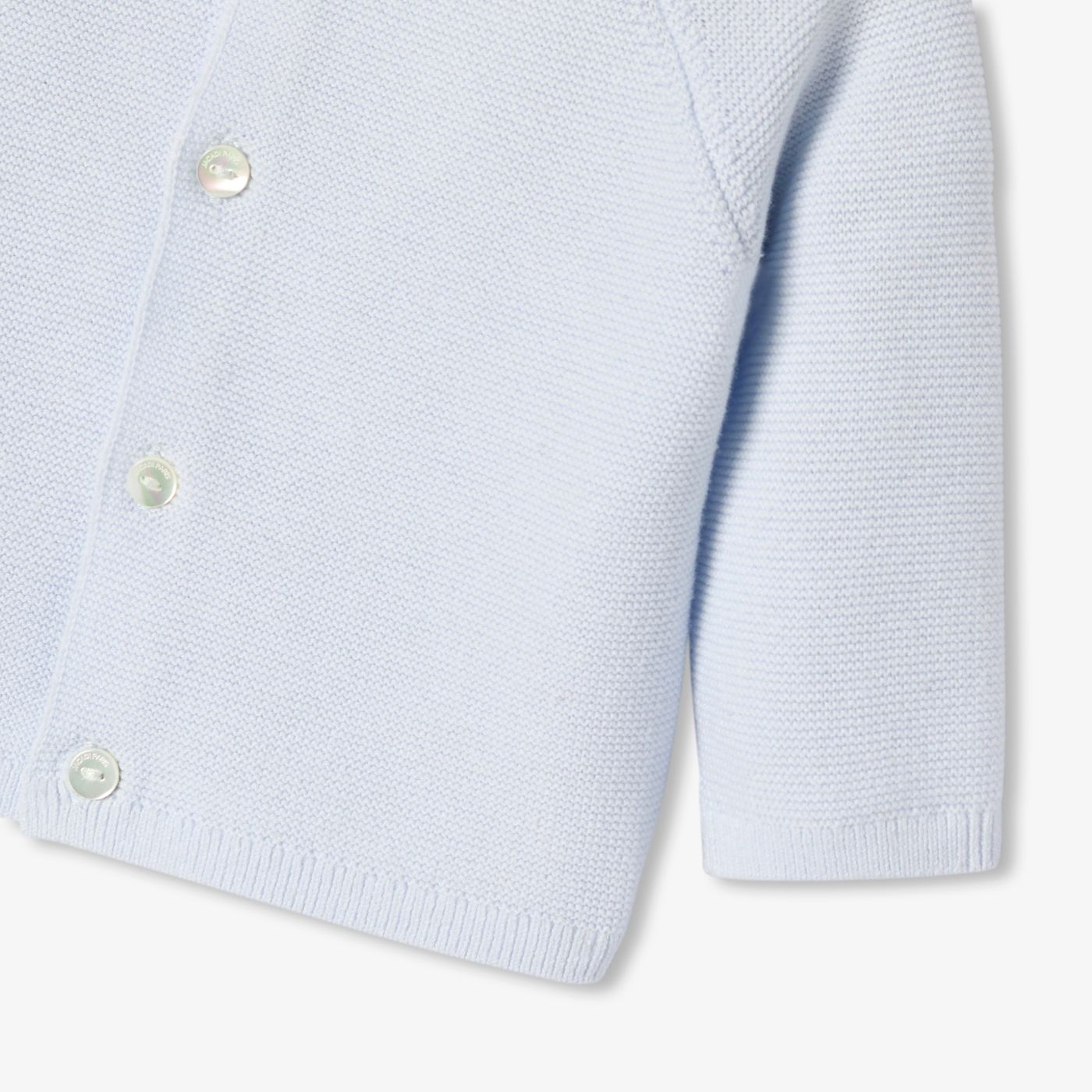Baby boy cotton garter-stitch cardigan - Pearl Grey