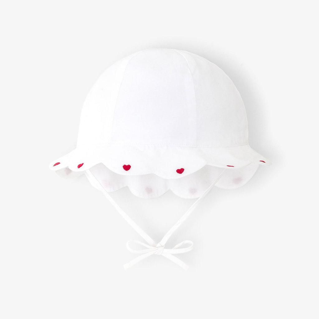 Baby girl cotton hat with scalloped edge