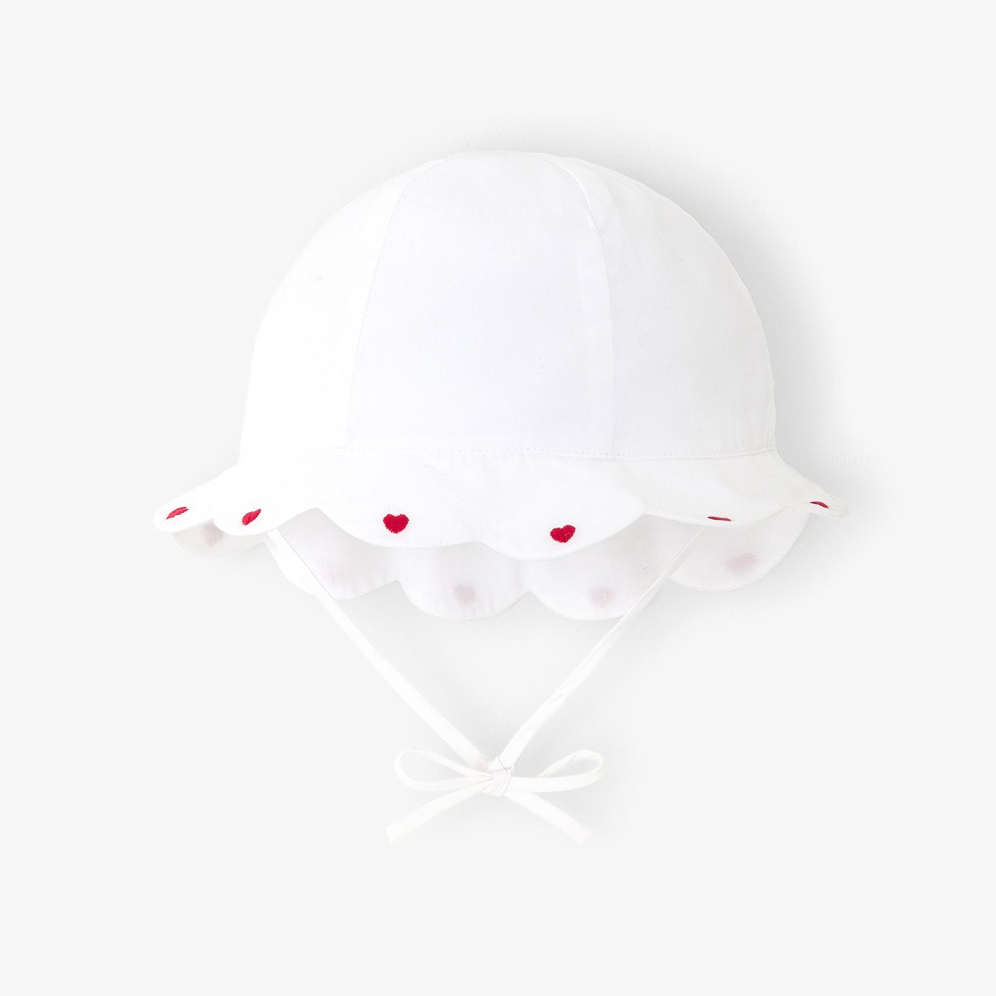 Baby girl cotton hat with scalloped edge