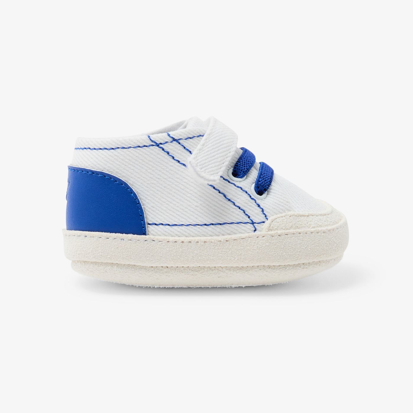 Baby boy soft cotton sneakers - White/Light Blue