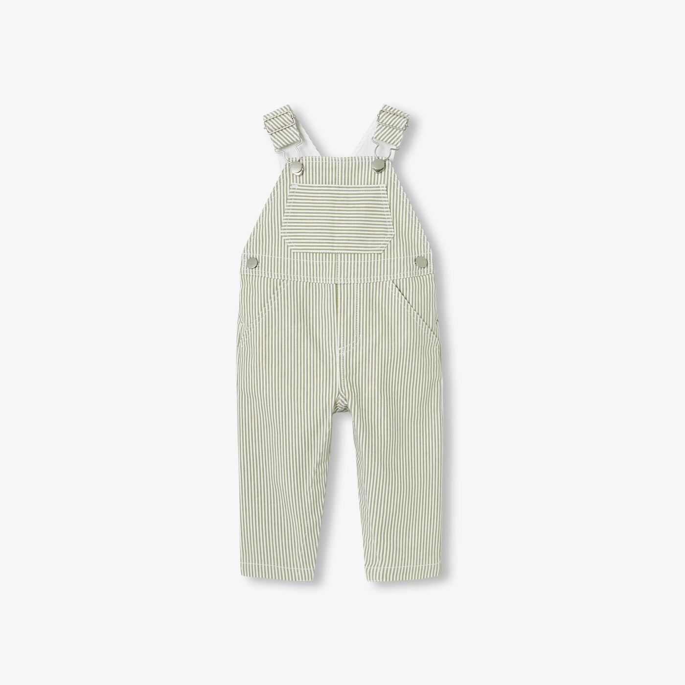 Baby boy striped twill dungarees - White/Green