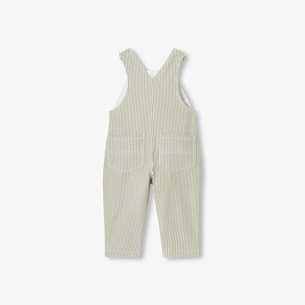 Baby boy striped twill dungarees - White/Green