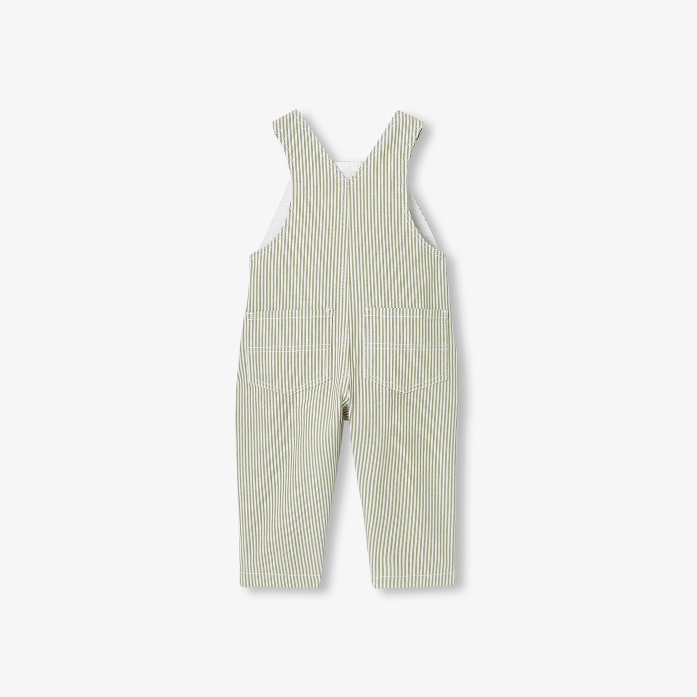 Baby boy striped twill dungarees - White/Green
