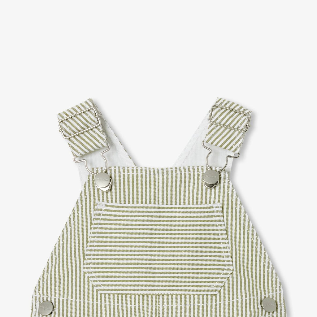 Baby boy striped twill dungarees - White/Green