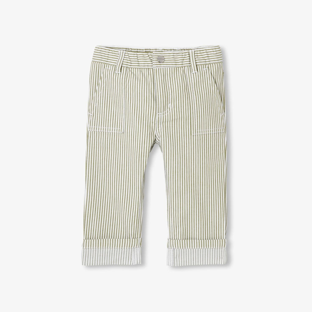 Trousers Striped in Twill Baby Boy - White/Green