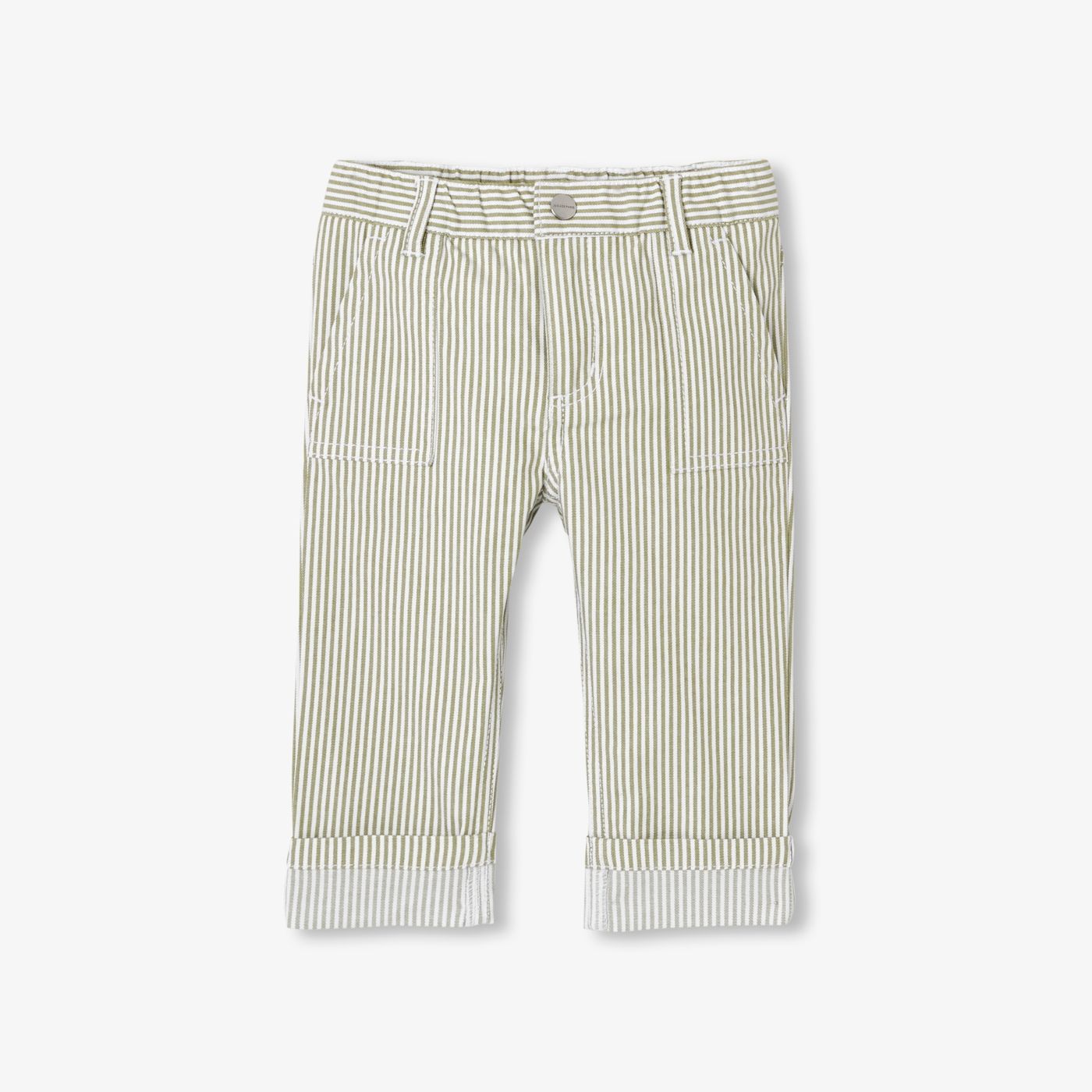 Trousers Striped in Twill Baby Boy - White/Green