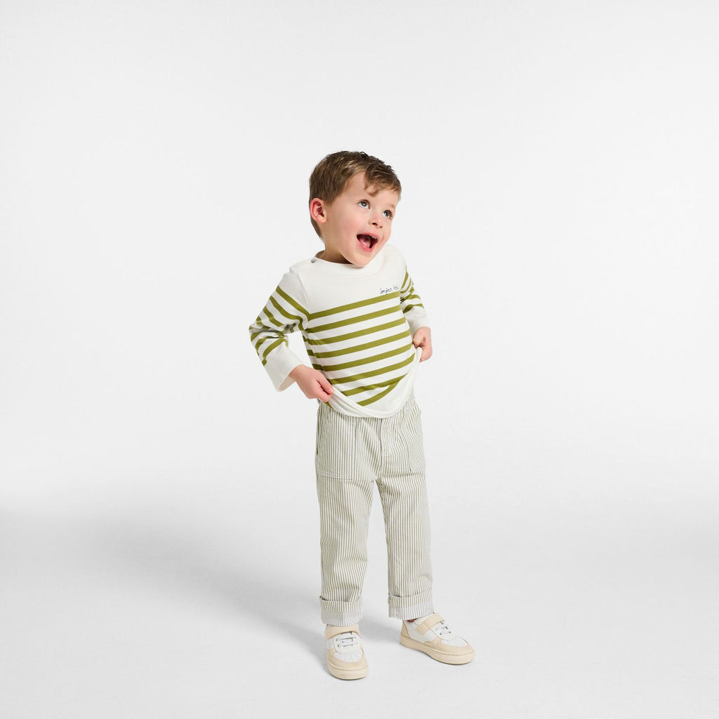 Trousers Striped in Twill Baby Boy - White/Green