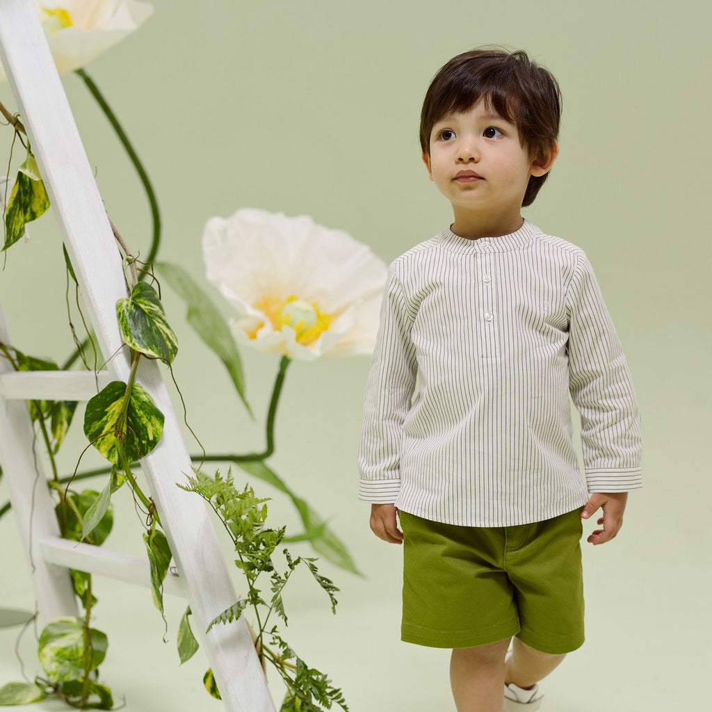 Baby boy twill shorts - Green/Grey