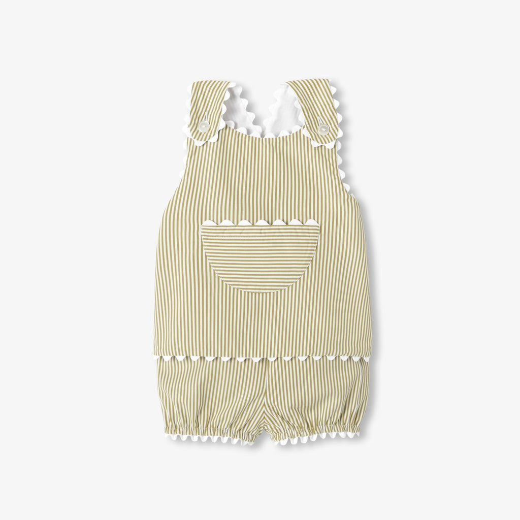 Outfit Set Shorts Striped in Cotton Baby Girl - White/Green