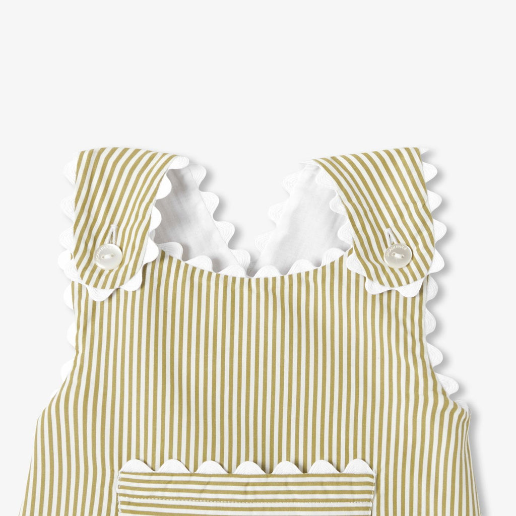 Outfit Set Shorts Striped in Cotton Baby Girl - White/Green