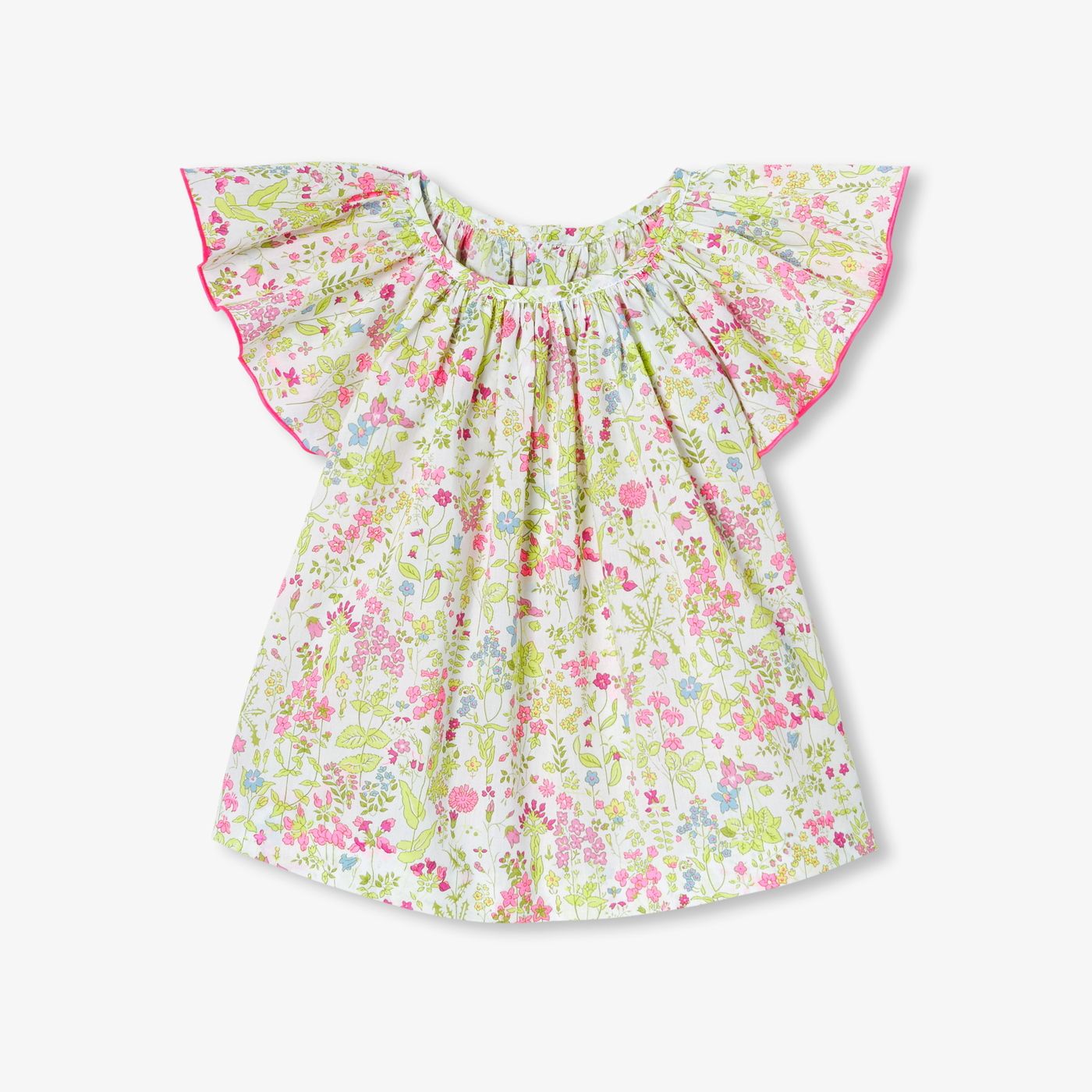 Blouse in Liberty Fabric Baby Girl - White/Multicolour