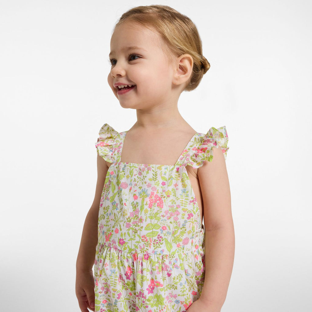 Sleepsuit in Liberty Fabric Baby Girl - White/Multicolour