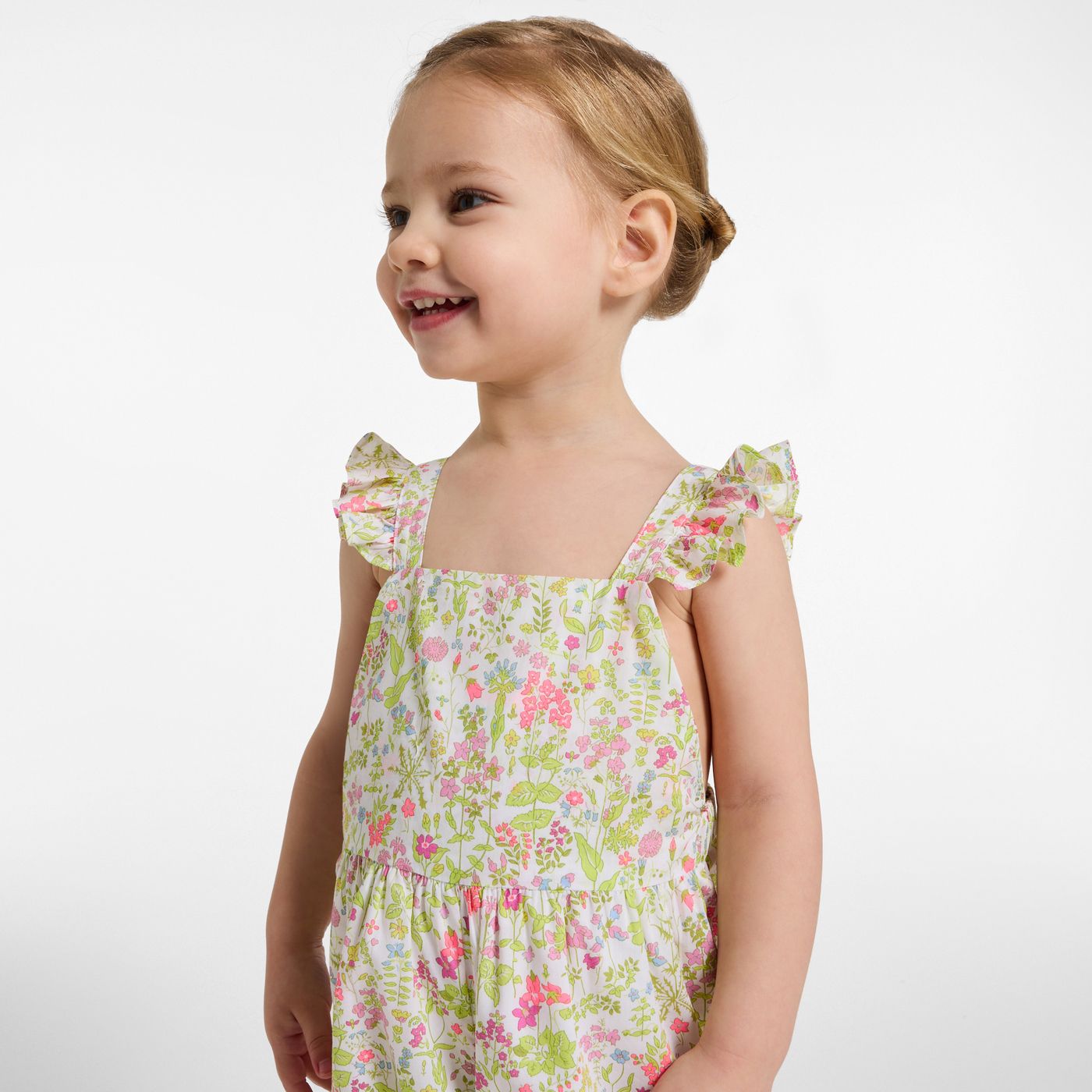 Sleepsuit in Liberty Fabric Baby Girl - White/Multicolour