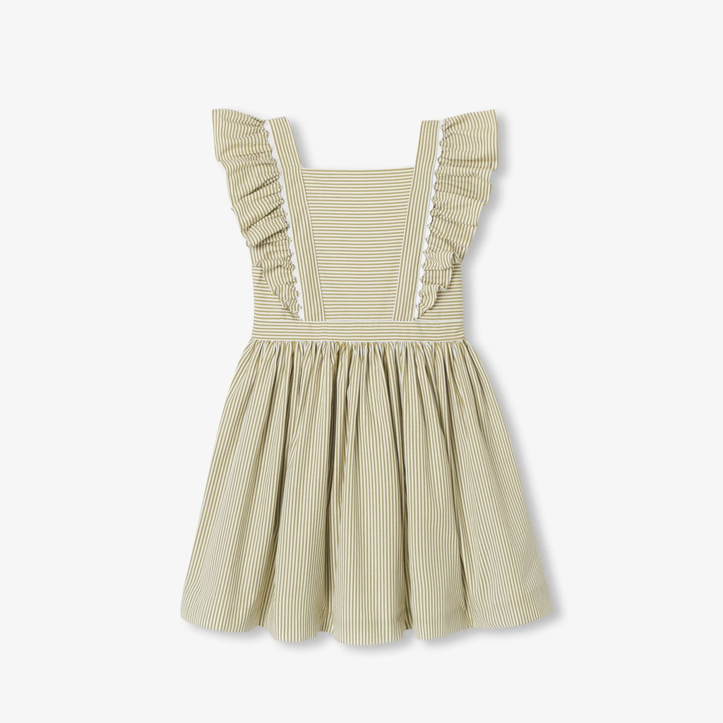 Dress in Poplin Striped Girl - White/Green