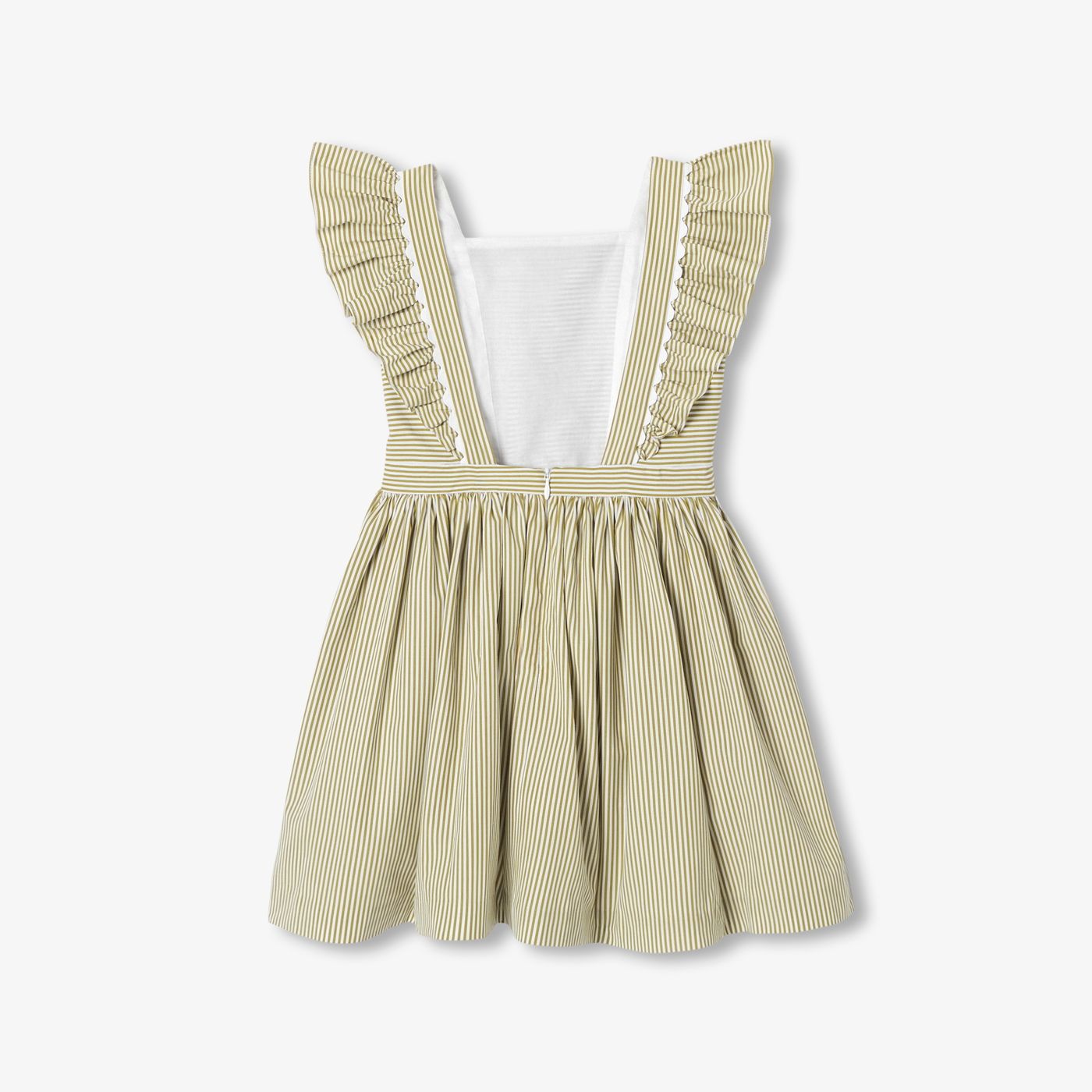 Dress in Poplin Striped Girl - White/Green