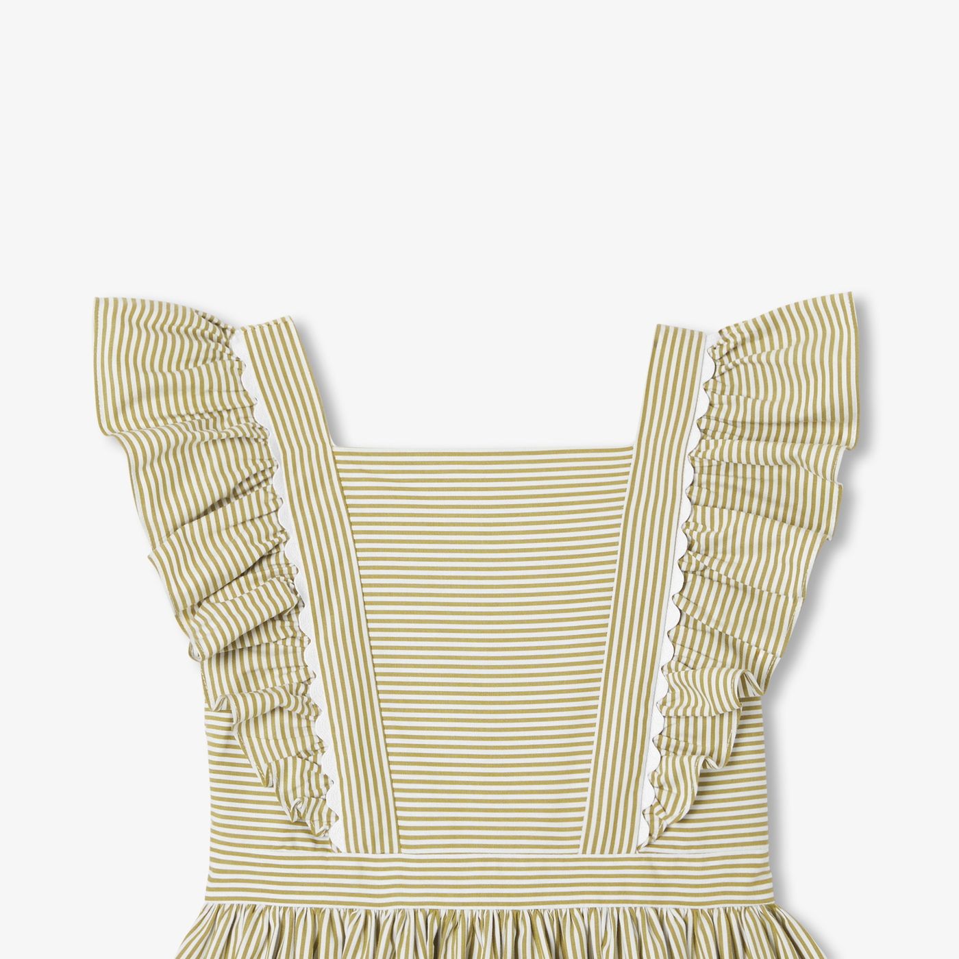 Dress in Poplin Striped Girl - White/Green