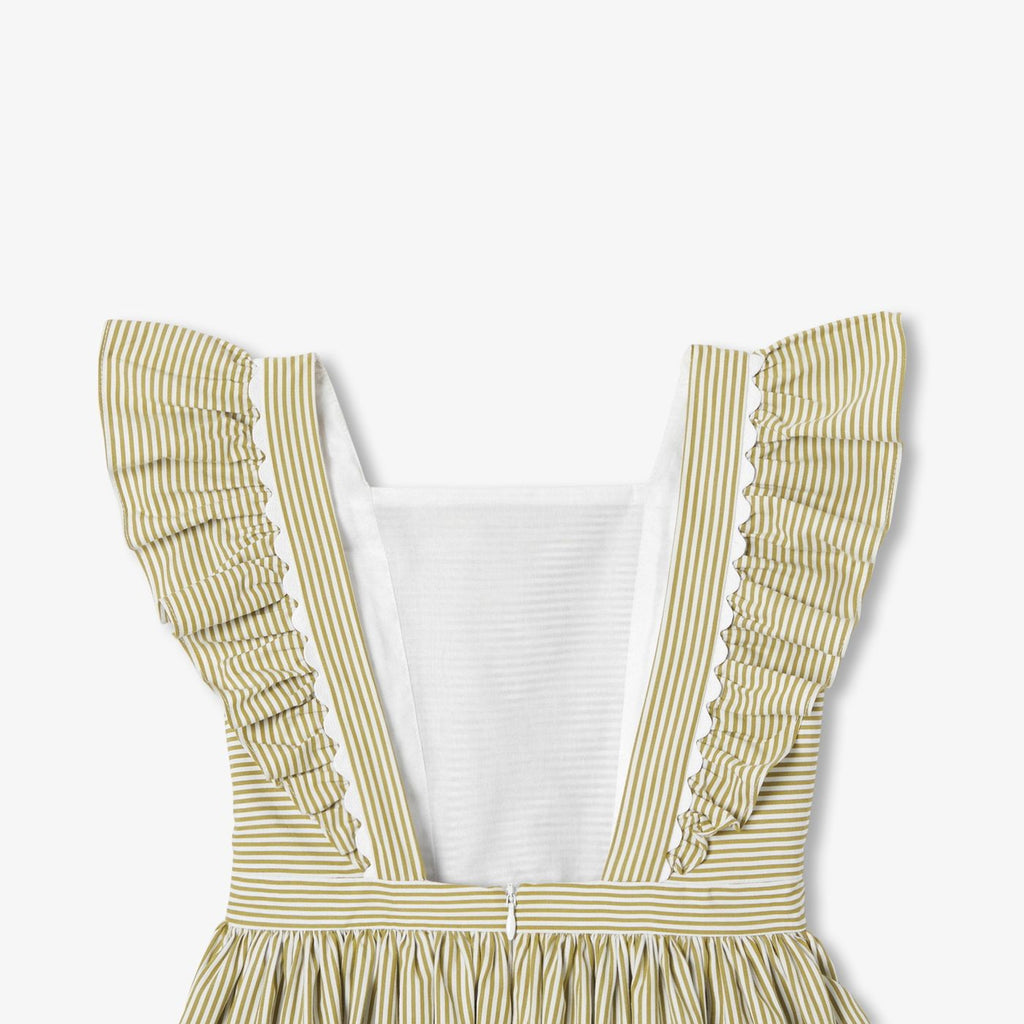 Dress in Poplin Striped Girl - White/Green