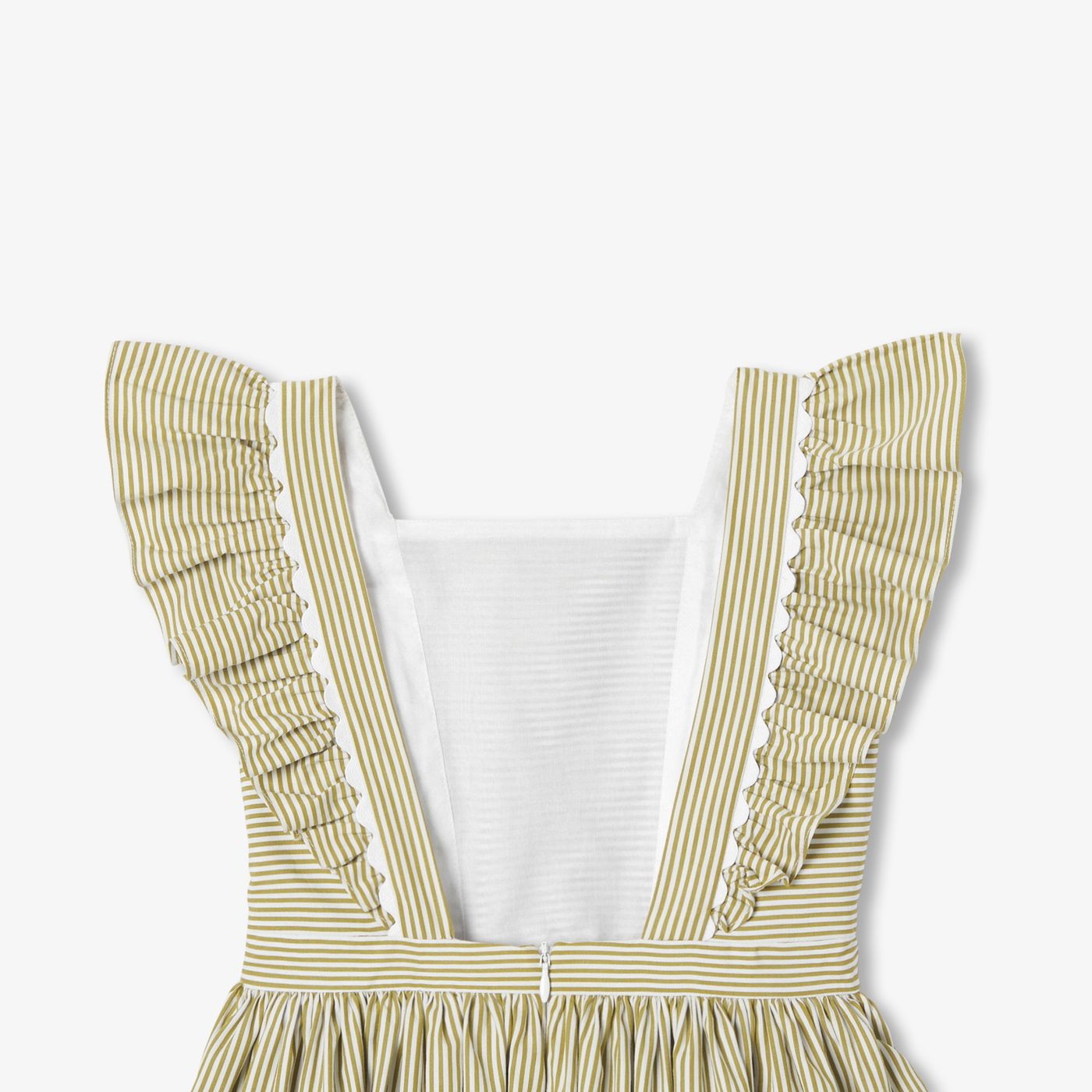 Dress in Poplin Striped Girl - White/Green