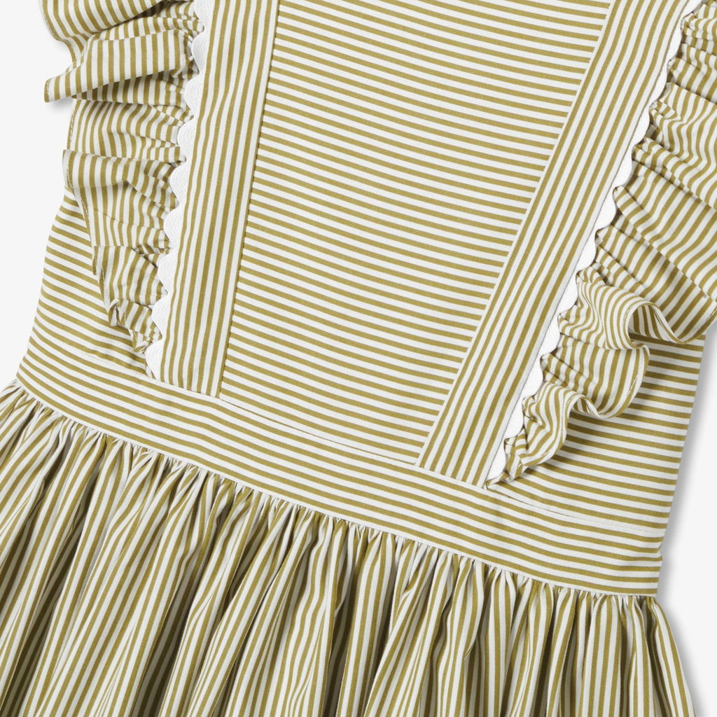 Dress in Poplin Striped Girl - White/Green