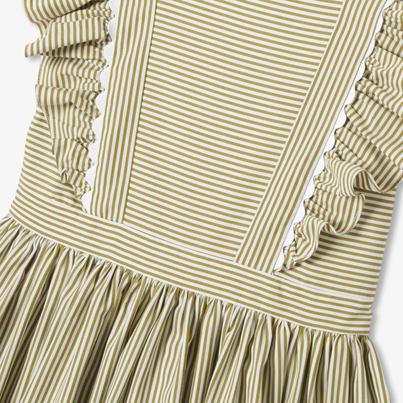 Dress in Poplin Striped Girl - White/Green