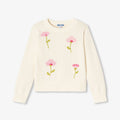 Girl cotton sweater with floral motif - Jacadi Sweet White