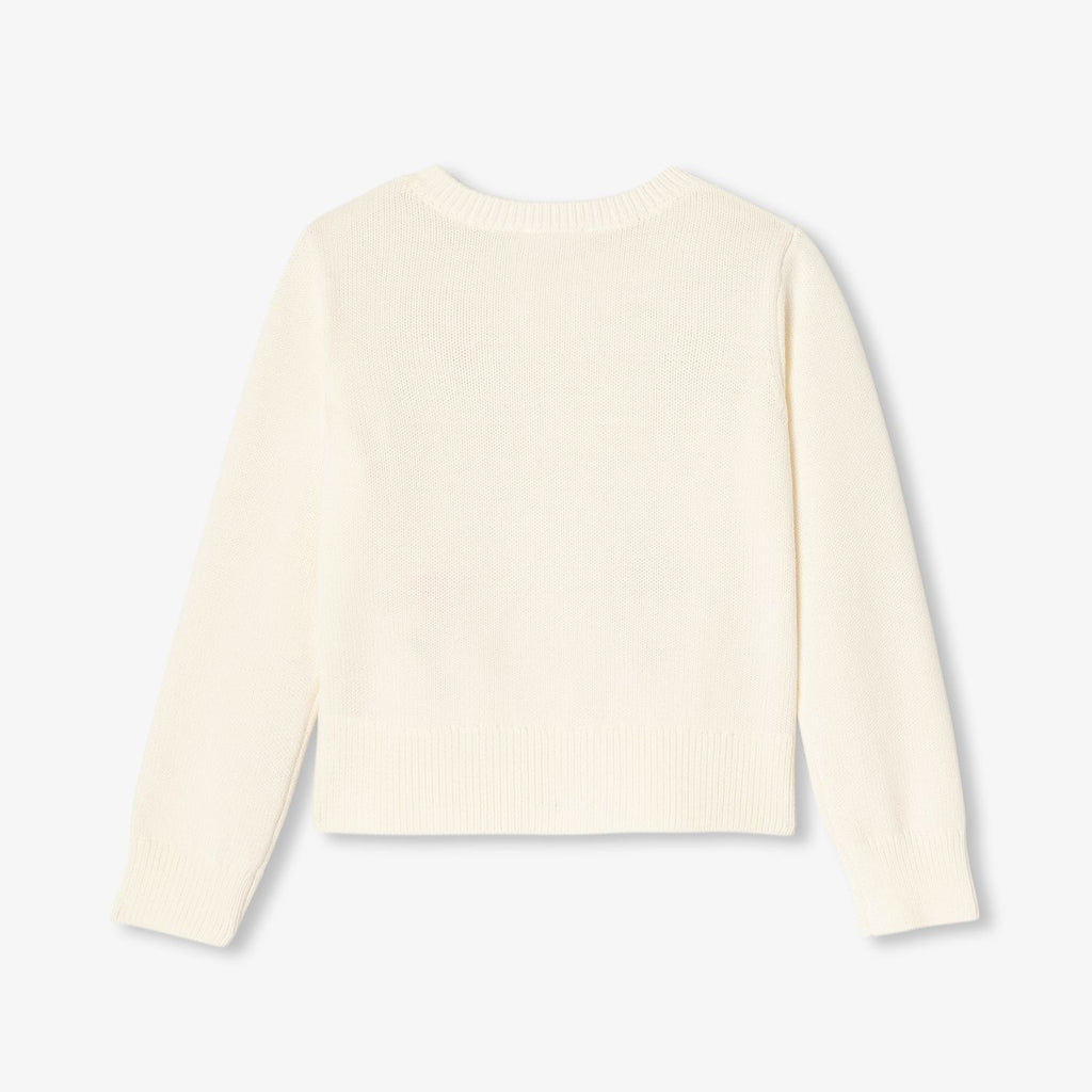 Girl cotton sweater with floral motif - Jacadi Sweet White