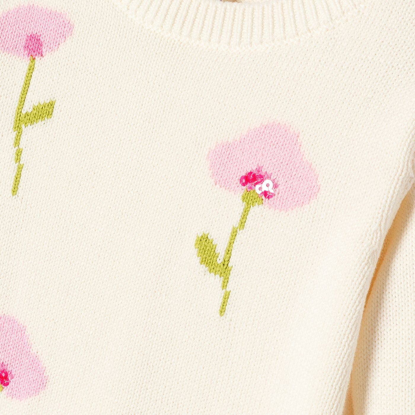 Girl cotton sweater with floral motif - Jacadi Sweet White
