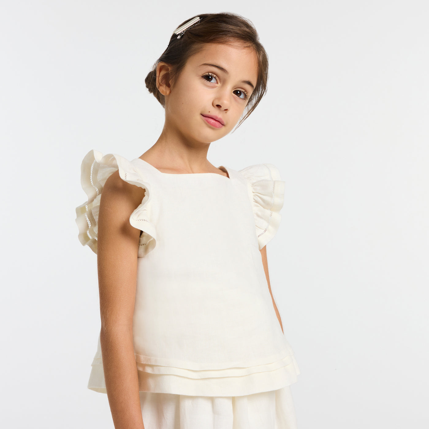 Girl linen top - Ivory