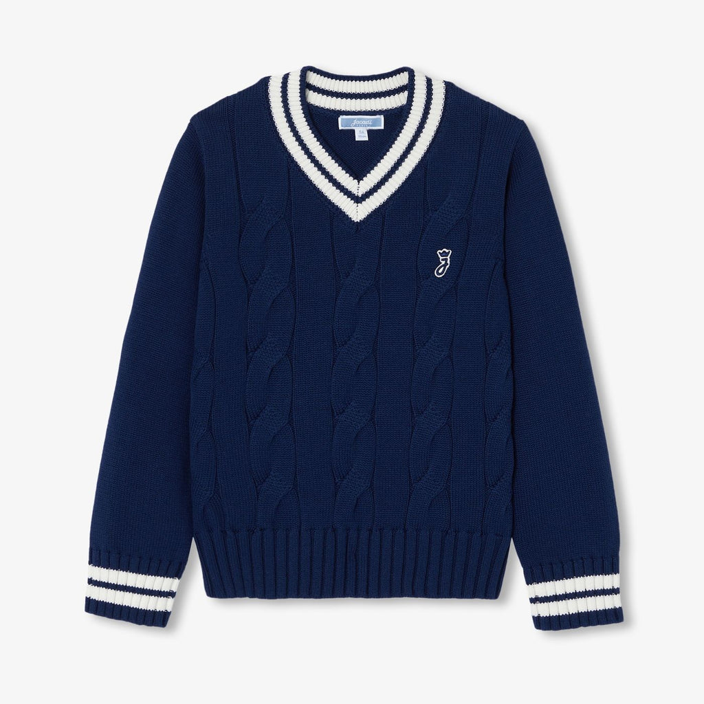 Boy chunky cotton sweater - Dark Blue
