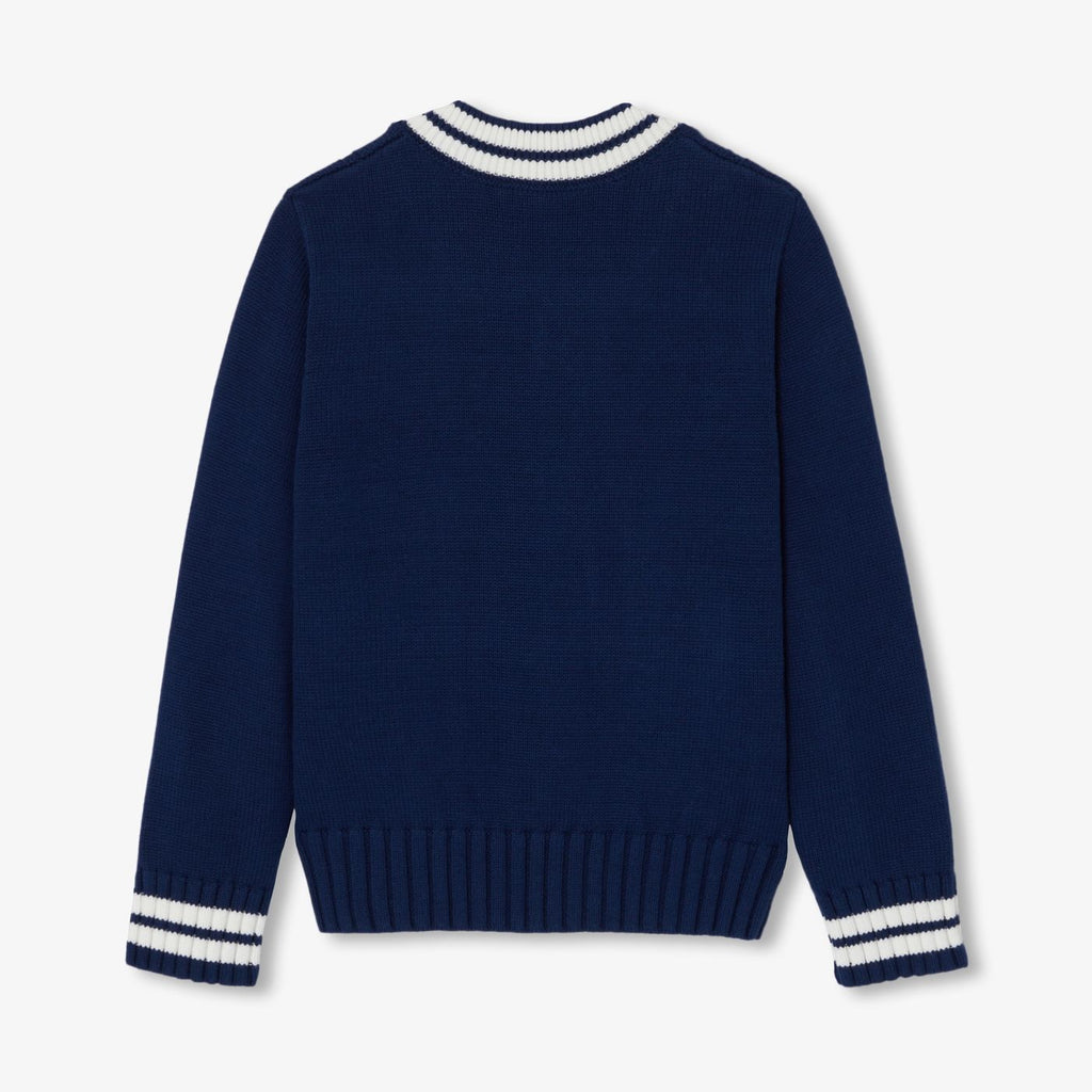 Boy chunky cotton sweater - Dark Blue