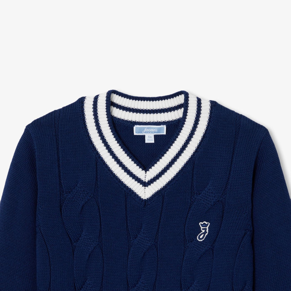 Boy chunky cotton sweater - Dark Blue
