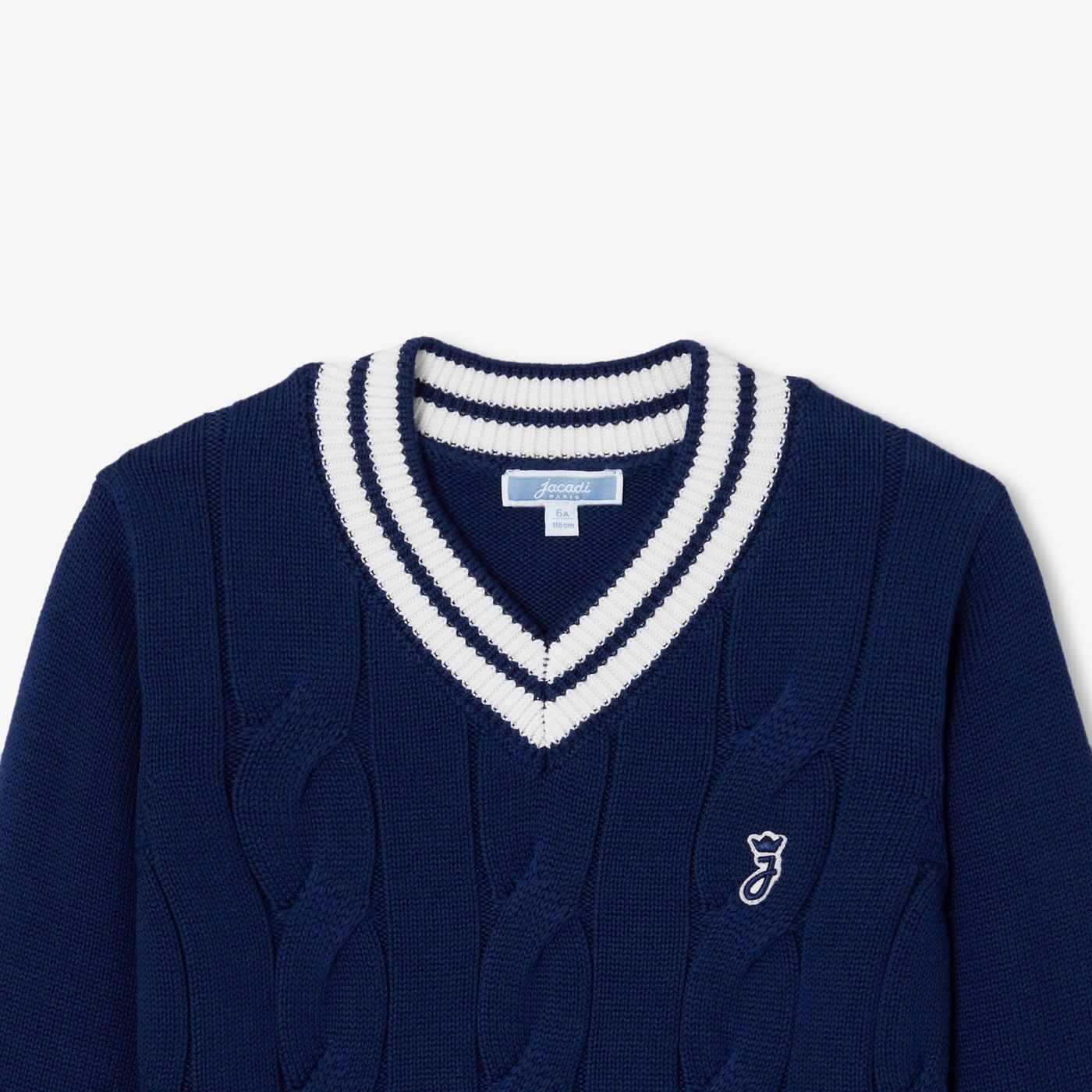 Boy chunky cotton sweater - Dark Blue