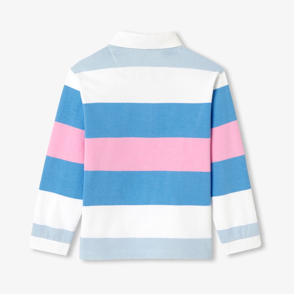 Polo shirt Rugby in Cotton Boy - Pink/Blue