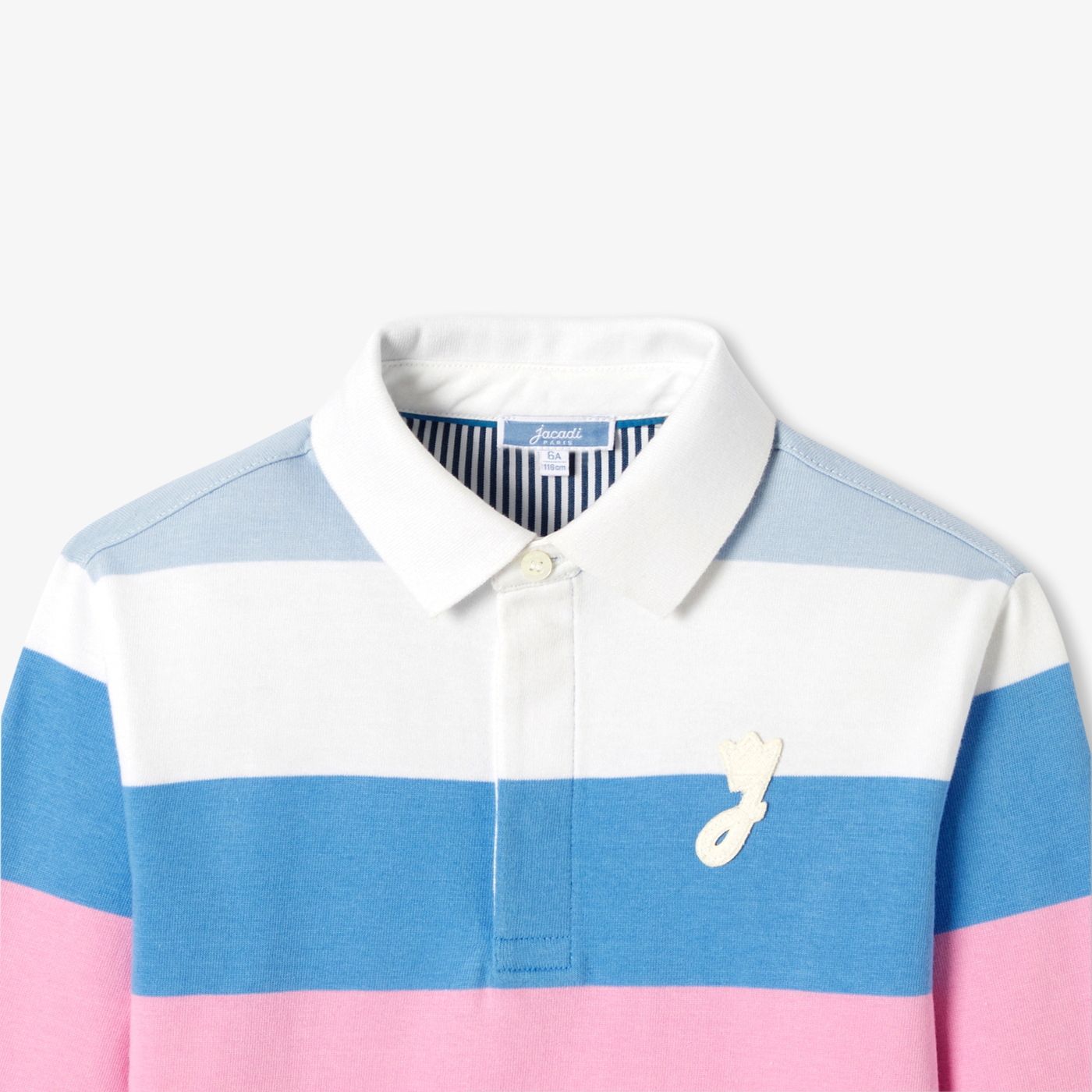 Polo shirt Rugby in Cotton Boy - Pink/Blue