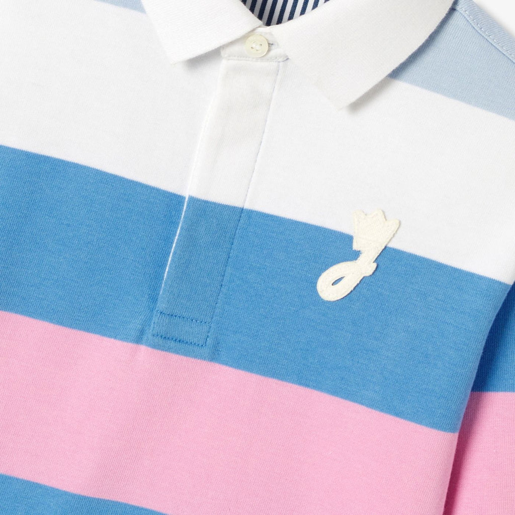 Polo shirt Rugby in Cotton Boy - Pink/Blue