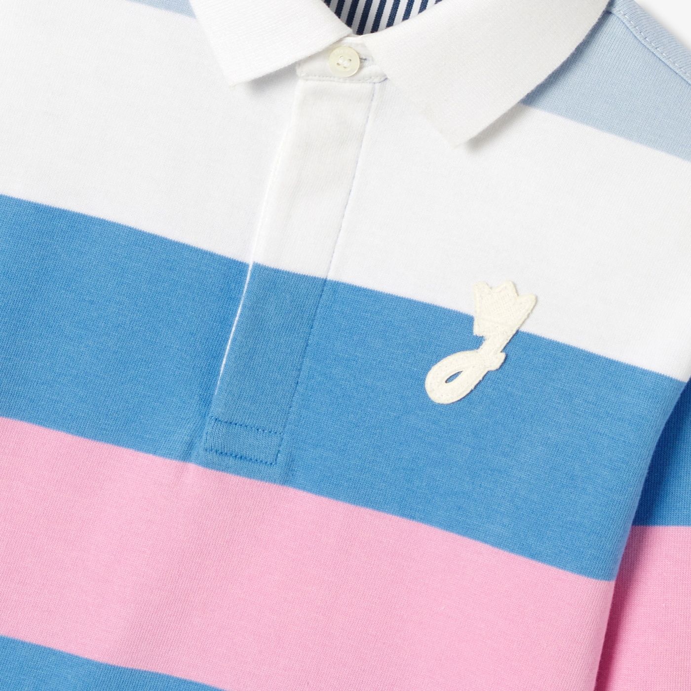 Polo shirt Rugby in Cotton Boy - Pink/Blue