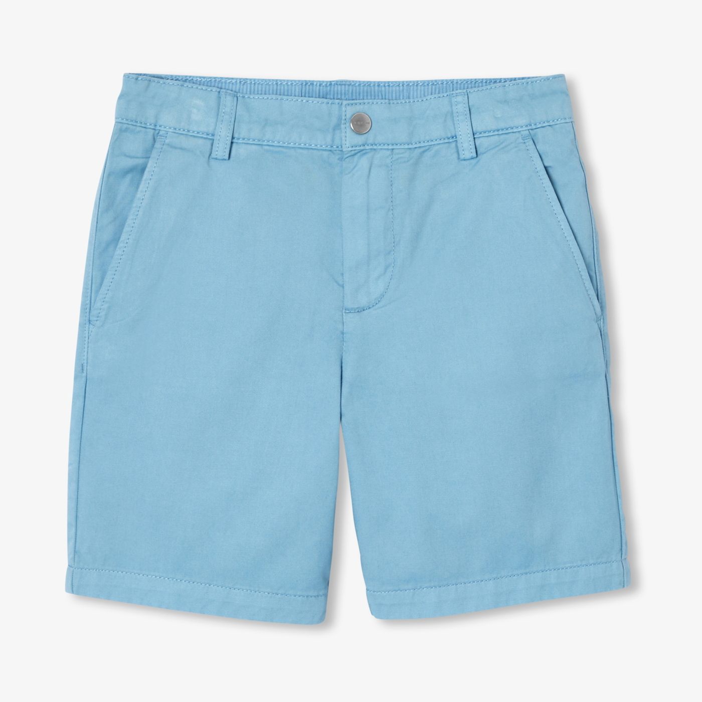 Boy cotton twill Bermuda shorts - Steel Blue
