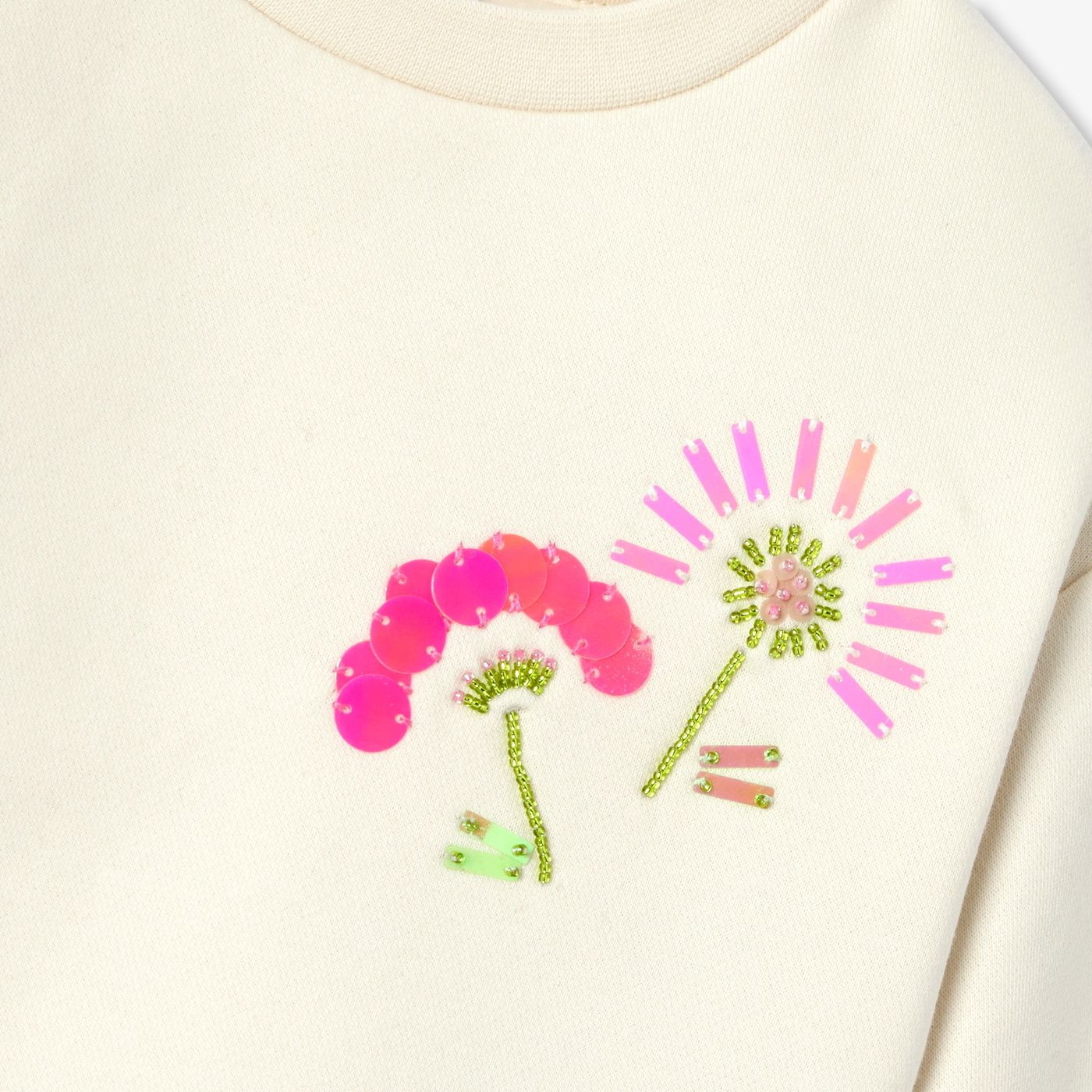 Top in Sweatshirt Fabric Girl - Creme