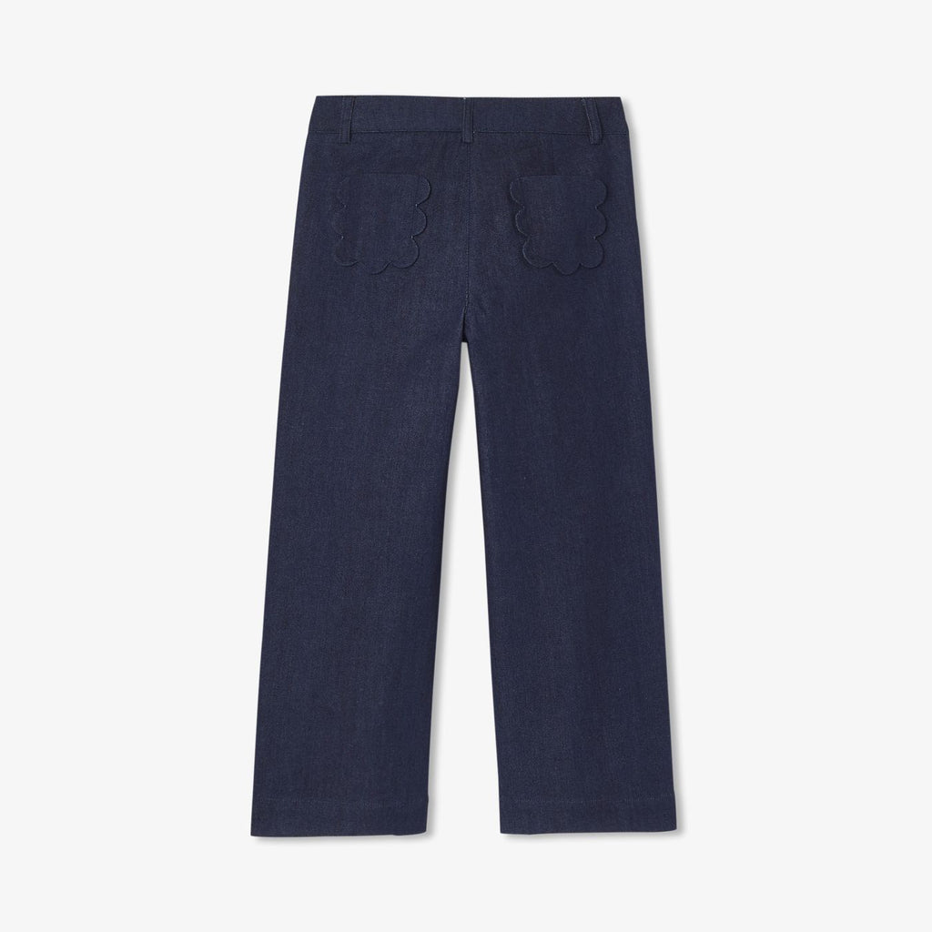 Girl wide raw denim jeans - Dark Denim