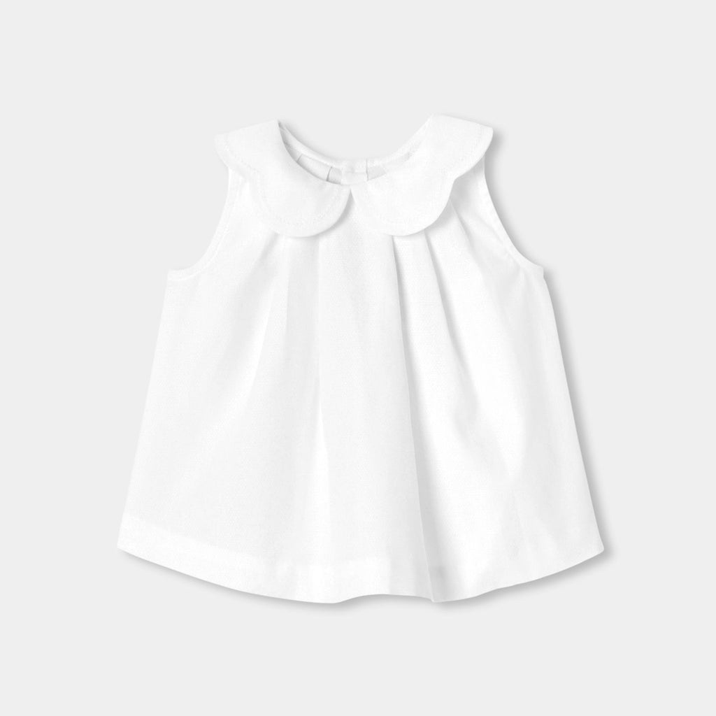 Baby girl scalloped-collar blouse - White